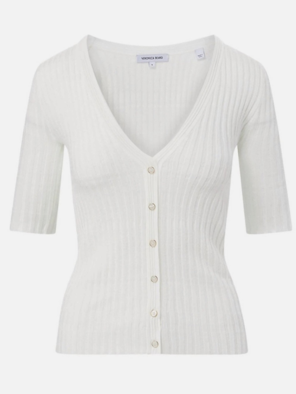 VERONICA BEARD Calliope Cardigan Off White Ribbed Knit